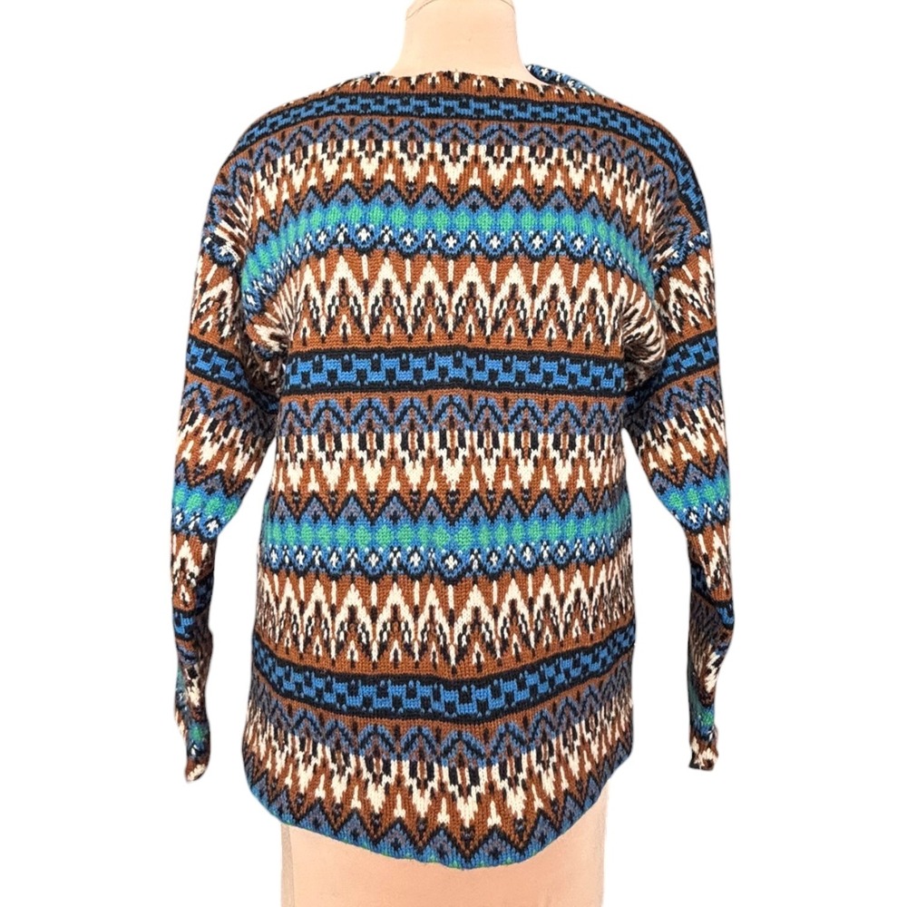 Vintage Jersey Modeller Sweden 60s Fair Isle Wool Sweater Colorful Nordic Knit